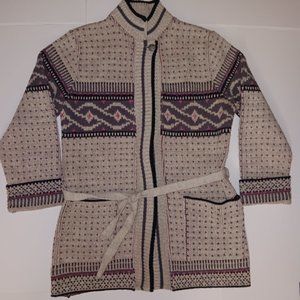 VINTAGE SABRA WOOL BLEND CARDIGAN STYLE BELTED SWEATER